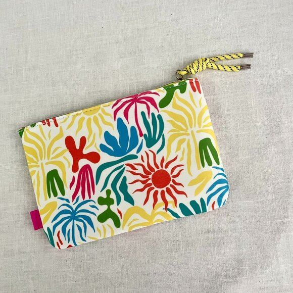 Colorful Summer Tropical Print Makeup Bag sz 5" x 8" Zippered Pouch by Ipsy - Picture 4 of 6